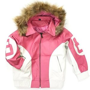 8 Ball Pink Hooded Fur Leather Jacket