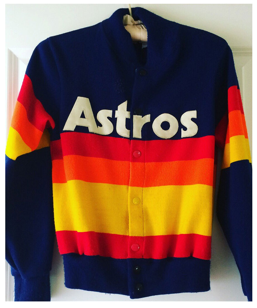 Crissman Designs Women Houston-Astros Kate Upton Blue Vintage Sweater  Cardigan Jacket (S) at  Women's Clothing store